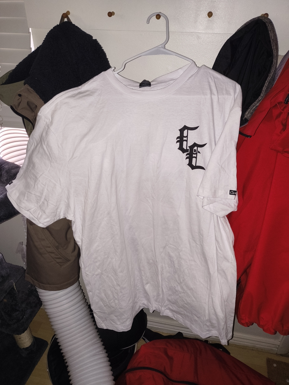 Crooks & Castles White Short-Sleeve Graphic Tee with Black Chest Logo NWT
